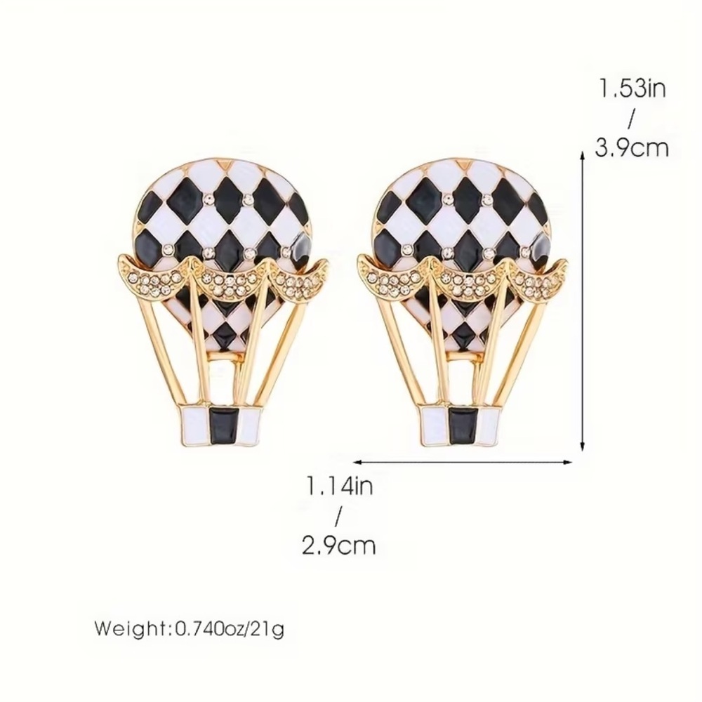 Mackenzie Elegant Gold and Black Hot Air Balloon Earrings - Picture 4 of 7
